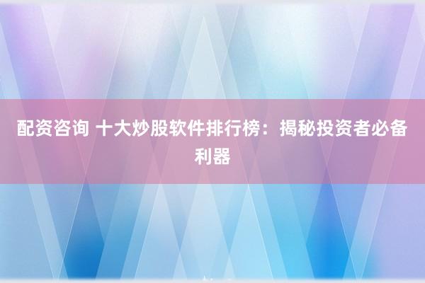 配资咨询 十大炒股软件排行榜：揭秘投资者必备利器