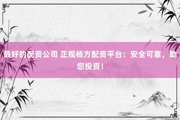 最好的配资公司 正规杨方配资平台：安全可靠，助您投资！