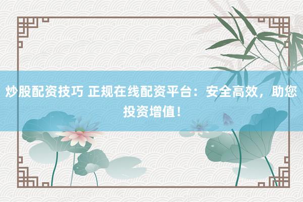 炒股配资技巧 正规在线配资平台：安全高效，助您投资增值！