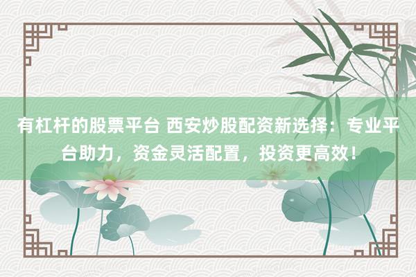 有杠杆的股票平台 西安炒股配资新选择：专业平台助力，资金灵活配置，投资更高效！