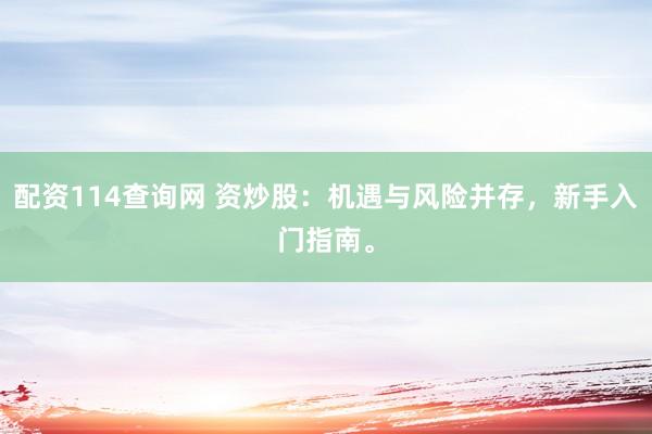 配资114查询网 资炒股：机遇与风险并存，新手入门指南。