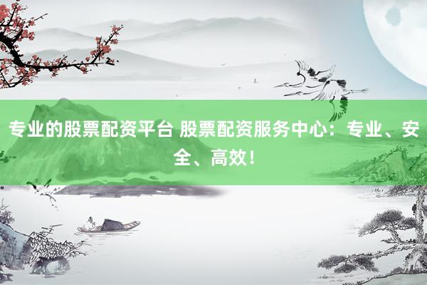 专业的股票配资平台 股票配资服务中心：专业、安全、高效！