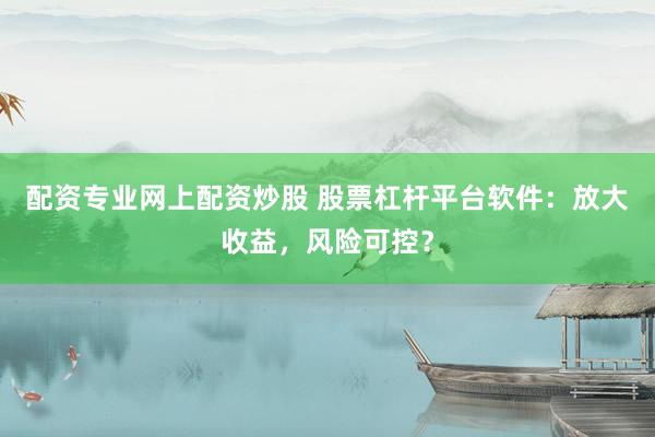 配资专业网上配资炒股 股票杠杆平台软件：放大收益，风险可控？