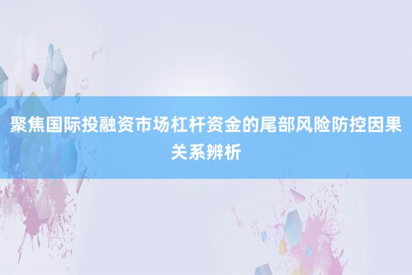 聚焦国际投融资市场杠杆资金的尾部风险防控因果关系辨析
