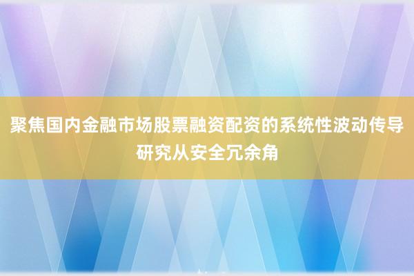 聚焦国内金融市场股票融资配资的系统性波动传导研究从安全冗余角