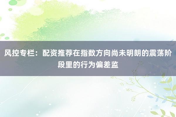 风控专栏：配资推荐在指数方向尚未明朗的震荡阶段里的行为偏差监